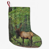 秋の野原の雄エルク スモールクリスマスストッキング (正面)