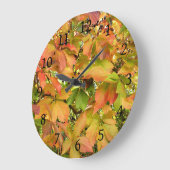 秋の野生のグレープ葉ネ ラージ壁時計 (傾斜)