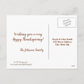 秋の野生のグレープ離れネの幸せ感謝祭 シーズンポストカード (裏面)