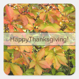 秋の野生のデマの葉 スクエアシール