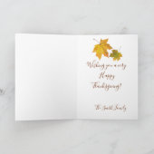 秋の野生のブドウの葉幸せ感謝祭 シーズンカード (内部)