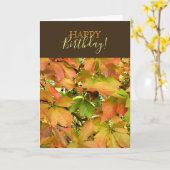 秋の野生のブドウ葉の カード (黄色い花)