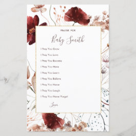 秋の野生の花の祈りの言葉ベビーのサイン