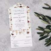 秋の野生の花の花束のウェディング オールインワン招待状