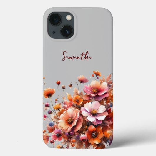 秋の野生の花の茶色のバラパーソナライズされた名 Case-Mate iPhoneケース (裏面)