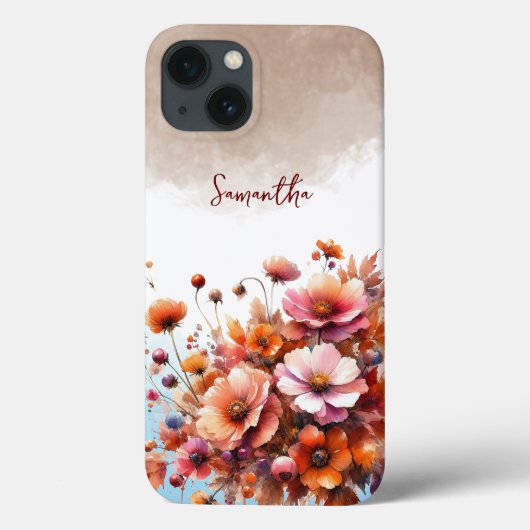 秋の野生の花の茶色のバラパーソナライズされた名 Case-Mate iPhoneケース (裏面)