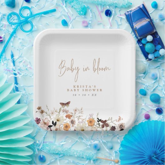 秋の野生の花ベビーイン開花ベビーシャワー ペーパープレート (パーティー)