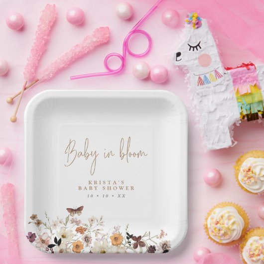 秋の野生の花ベビーイン開花ベビーシャワー ペーパープレート (パーティー)