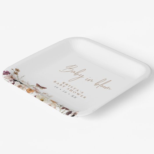 秋の野生の花ベビーイン開花ベビーシャワー ペーパープレート (傾斜あり)