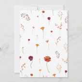 秋の野生の花 オレンジ ピンク 花 秋の結婚式 招待状 (裏面)