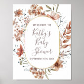 秋の野生の花 水彩画のウェルカムサイン ポスター (正面)