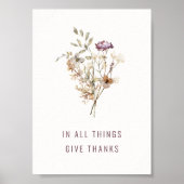 秋の野花与え感謝していのプリント ポスター (正面)