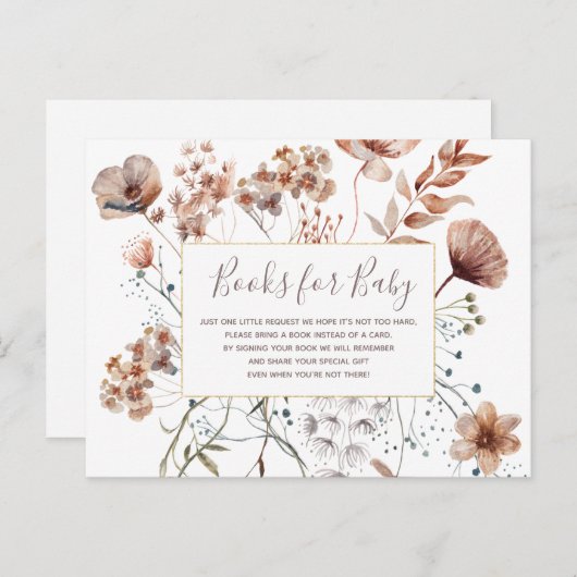 秋の野草本ベビー インビテーションポストカード (正面/裏面)