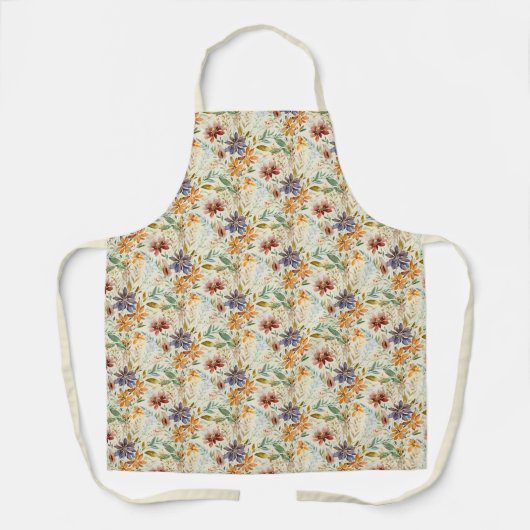 秋の野草模様 エプロン (正面)