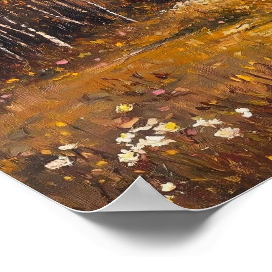 秋の野草野の風景絵を描ズヴィンタグ ポスター (角)