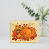 秋の野菜、果物や花、まだ生きている ポストカード (スタンド正面)