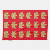 秋の金ゴールドと紅楓の葉秋模様 キッチンタオル (横)