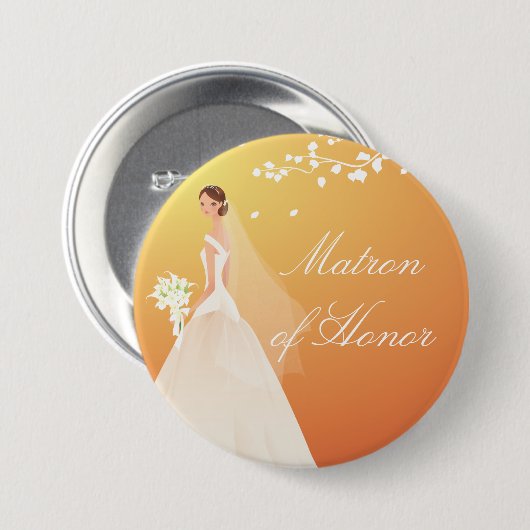 秋の金ゴールドの婦人の名誉のブライダルパーティボタン 缶バッジ (正面&裏面)