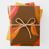 秋の金ゴールドオレンジと茶色葉の ラッピングペーパーシート (インサイチュ)