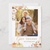 秋の金ゴールドカボチャフローラ2枚の写真サンクスギビング シーズンカード (正面)