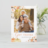 秋の金ゴールドカボチャフローラ2枚の写真サンクスギビング シーズンカード (スタンド正面)