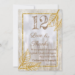 秋の金ゴールドクリ葉ットのテーブル番号 サンキューカード