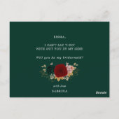 秋の金ゴールドバーガンディーエメラルドグリーンの花嫁メイド ポストカード (裏面)