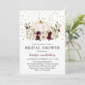 秋の金ゴールドフローラブルガンディーホワイトブライダルシャワー 招待状 (スタンド正面)