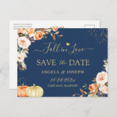 秋の金ゴールドフローラ夕べ結婚式の日付を保存 ポストカード (正面/裏面)