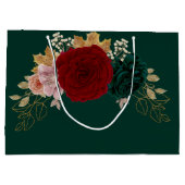 秋の金ゴールドブルガンディエメラルドグリーニーフローラ ラージペーパーバッグ (裏面)