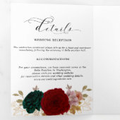 秋の金ゴールドブルガンディエメラルドグリーンフローラ 三つ折り案内状 (内部最初)