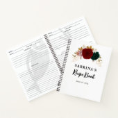 秋の金ゴールドブルガンディエメラルドグリーンレシピブック ノートブック (内部)