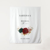 秋の金ゴールドブルガンディエメラルドブライダルシャワー タペストリー (正面)