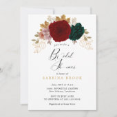 秋の金ゴールドブルガンディエメラルドブライダルシャワー 招待状 (正面)