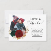 秋の金ゴールドブルゴーニュエマラルドグリーン結婚ズ サンキューカード (正面)