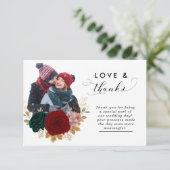 秋の金ゴールドブルゴーニュエマラルドグリーン結婚ズ サンキューカード (スタンド正面)