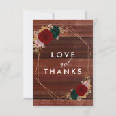 秋の金ゴールドブルゴーニュエマラルドグリーン結婚ズ サンキューカード (正面)