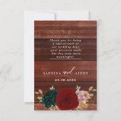 秋の金ゴールドブルゴーニュエマラルドグリーン結婚ズ サンキューカード (裏面)