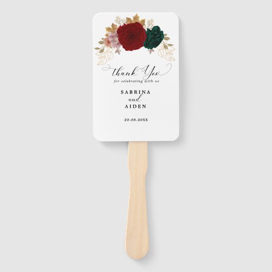 秋の金ゴールドブルゴーニュエメラルドグリーン結婚ズ ハンドファン (正面)