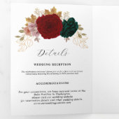 秋の金ゴールドブルゴーニュエメラルドグリーン結婚ズ 三つ折り案内状 (内部最初)