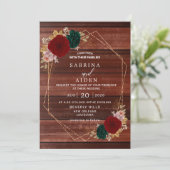 秋の金ゴールドブルゴーニュエメラルドグリーン結婚ズ 招待状 (スタンド正面)