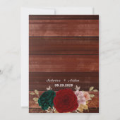 秋の金ゴールドブルゴーニュエメラルドグリーン結婚ズ 招待状 (裏面)