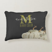 秋の金ゴールドホワイトパンプキンズブラック美しいサロンモノ アクセントクッション (正面)