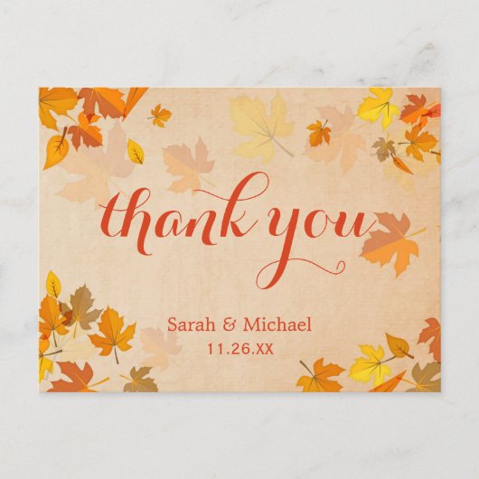秋の金ゴールドメープル離れスサンキュー ポストカード (正面)