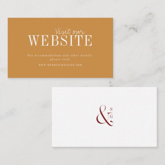 秋の金ゴールドモダンタイポグラフィWebサイト挿入カード プレイスカード (正面/裏面)