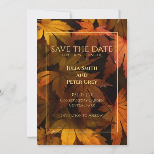 秋の金ゴールド招待を保存 シーズンカード (正面)