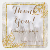 秋の金ゴールド葉クリ結婚テ感謝していィズ スクエアシール (正面)