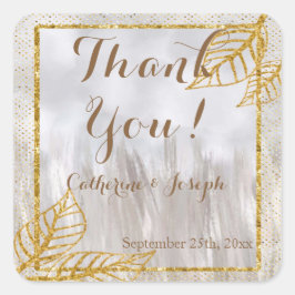 秋の金ゴールド葉クリ結婚テ感謝していィズ スクエアシール