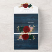 秋の金ゴールド |ネイビーウッドエメラルドグリーン オールインワン招待状 (外側)