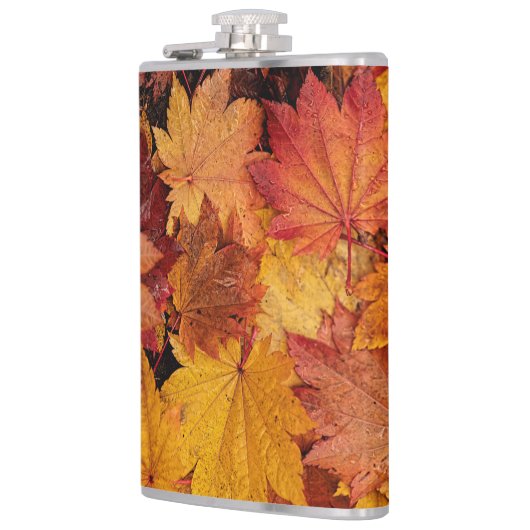 秋の金葉の フラスク (左)